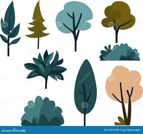 Super Flat Shrub Forest Frame Floral Vector Stock Vector Illustration