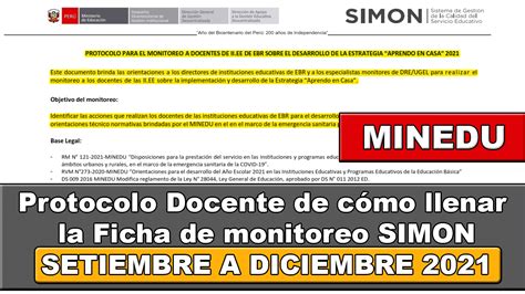 Minedu Protocolo Docente De C Mo Llenar La Ficha De Monitoreo Simon