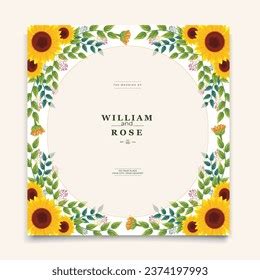 Sunflower Border Design Invitation Cardwedding Cardgreetingfloralframe ...