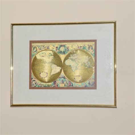 Framed Gold Foil World Map | EBTH