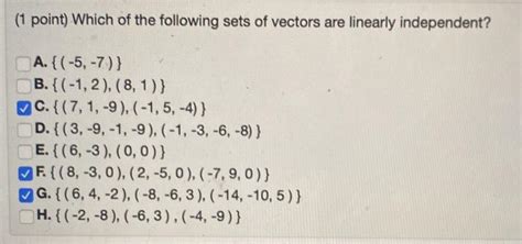 Solved Point Which Of The Following Sets Of Vectors Are Chegg