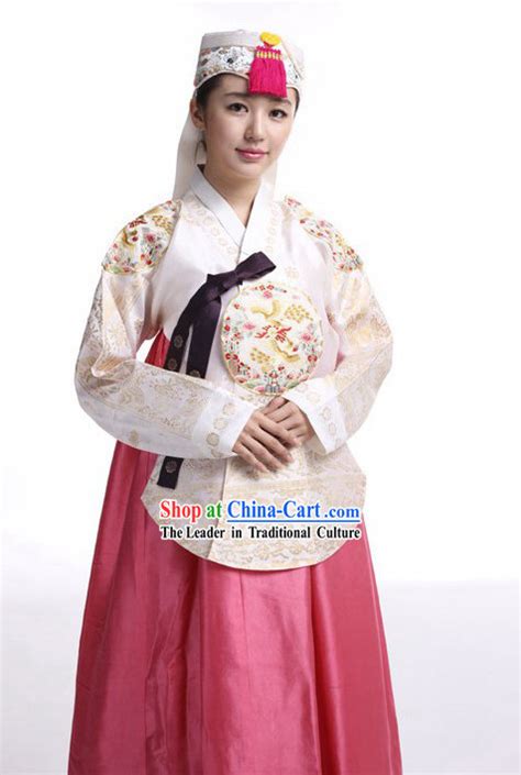 Traditional Korean Hanbok Clothing and Hat Set