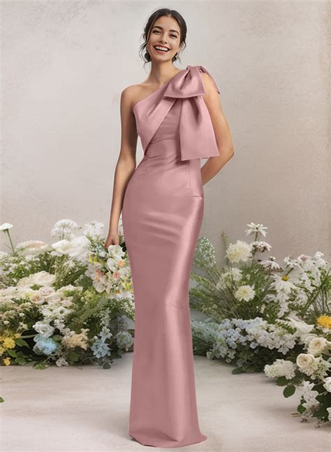 A Line Satin Pockets Evening Dresses With Cap Shoulder Missacc