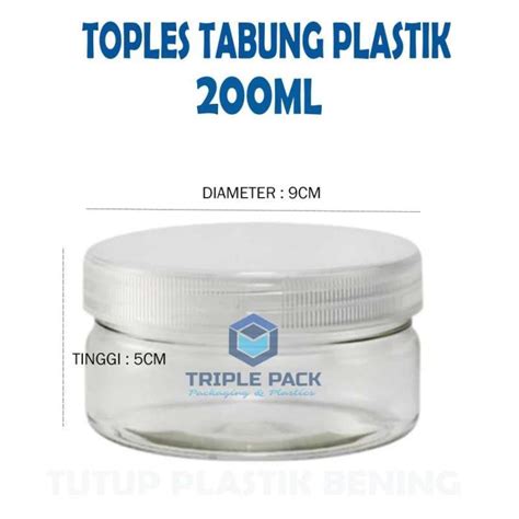 Jual Toples Tabung Cylinder Plastik 200 Ml Jar Plastik 200ml Tutup