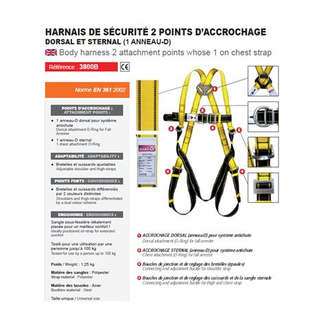 Harnais Points D Accrochage Dorsal Sternal Avec Anneau D