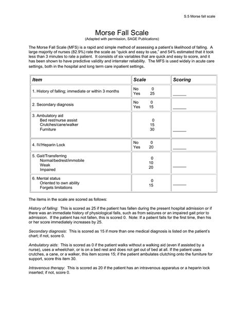 Morse Fall Scale Network Of Care