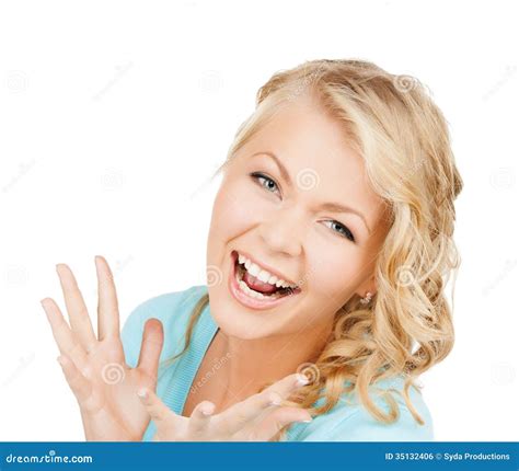 Man With Excited Face Wears Backpack Isolated On White Background Stock ...