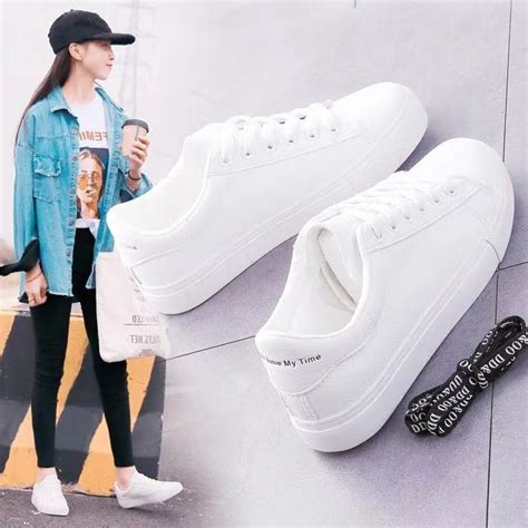 2021 Korean Womens Fashion White Shoes Casual Rubber Shoes Shopee Philippines