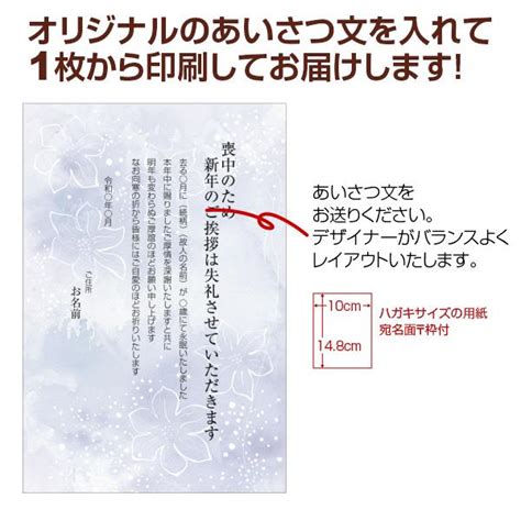 【あなたのあいさつ文を入れて1枚から印刷ok！】喪中はがき オリジナル 喪中葉書 欠礼はがき 年賀欠礼 差出人印刷有 M 55 写真