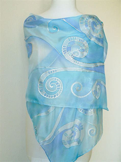 Shades Of Light Blue, Hand Painted Silk Scarf, How To Wear Scarves ...