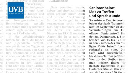 Seniorenbeirat L Dt Zu Treffen Und Sprechstunde Ovb Heimatzeitungen