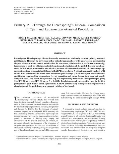 Pdf Primary Pull Through For Hirschsprungs Disease Comparison Of