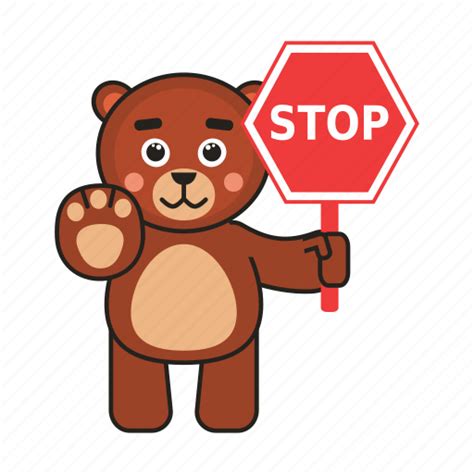 Bear Teddy Stop Sign Icon Download On Iconfinder