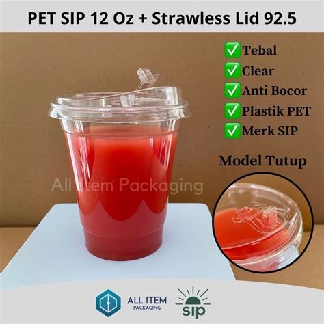 Jual Plastic Cup Pet Gelas Pet Oz Strawless Lid Pcs Sip