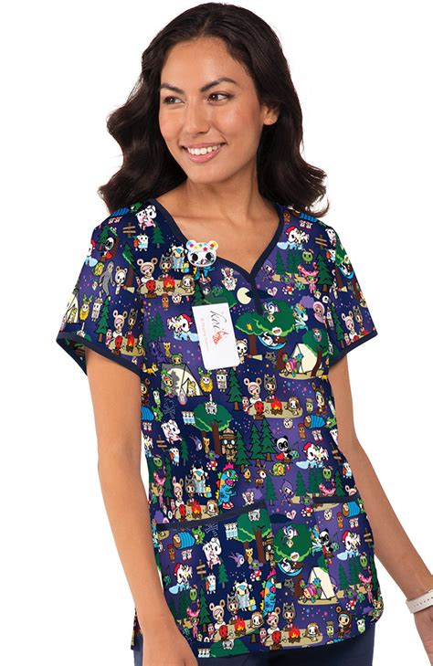 Koi Womens Eve V Neck Print Scrub Top 1017tkd Ebay