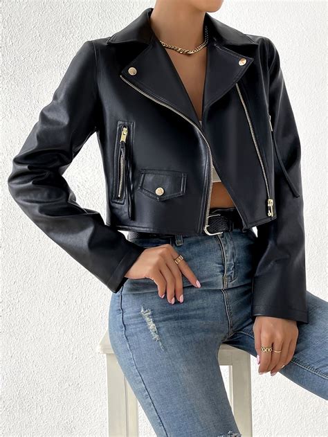 Olivia Mark Pu Leather Jacket With Lace Up Pocket And Eyelets Artofit