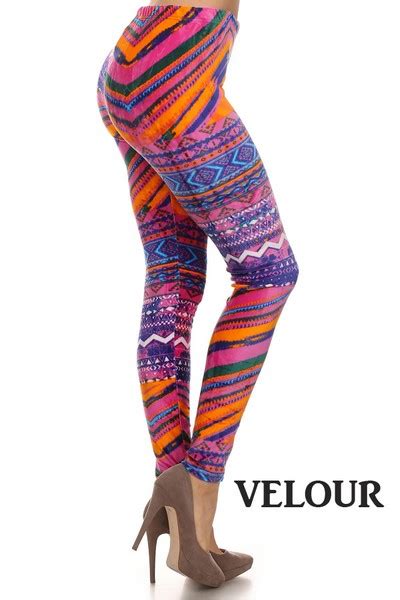 Stretch Velour Printed Leggings Wholesale Yelete