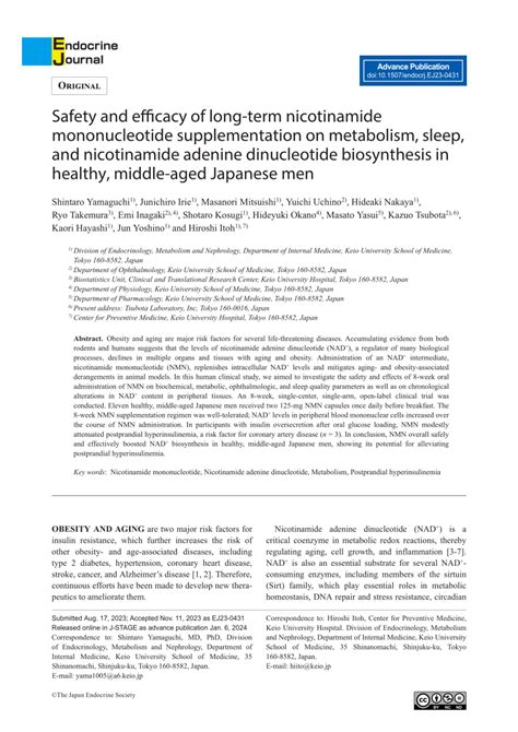 Pdf Safety And Efficacy Of Long Term Nicotinamide Mononucleotide