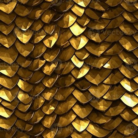 A Close Up Of A Gold Dragon Scale Pattern On A Wall Generative Ai