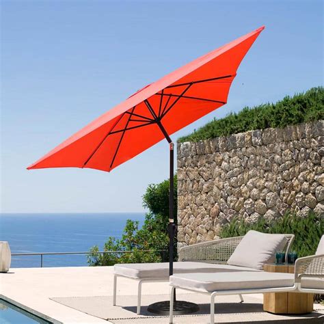 Sunrinx Ft Steel Market Push Button Tilt Patio Umbrella In Brick Red