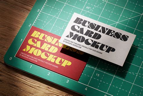 Business card on cutting matt mockup - Mockups Design