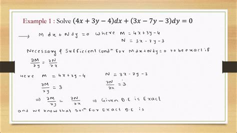 Differential Equationexact Differential Equationexamplespart 1 Youtube