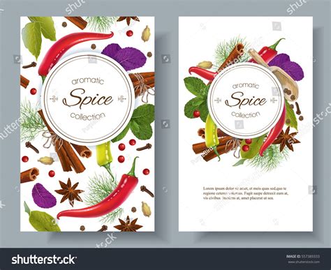 Vector Spice Vertical Banners With Various Seasonings On White