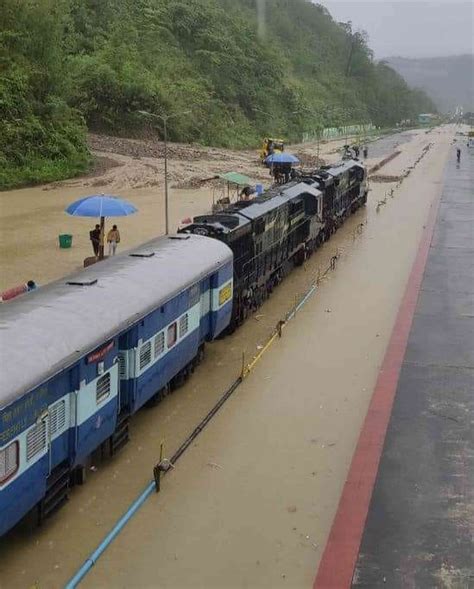 In Photos Heavy Rains Pound Assam Flooding Railway Tracks