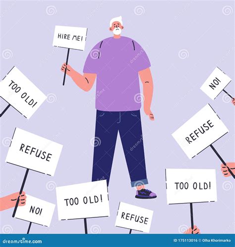 Age Discrimination Old Man Is Looking For A Job Stock Illustration