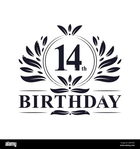 14th Birthday celebration, luxury 14 years Birthday logo design Stock ...