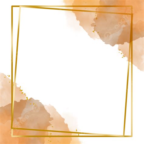 Watercolor Golden Frame Png Transparent Watercolor Ink Border With