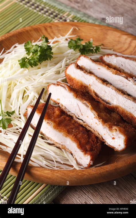 Tonkatsu Japanese Breaded Deep Fried Pork Cutlet Serve With Slice