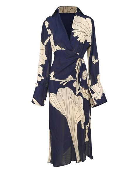 Johanna Ortiz Mysterious Grace Silk Midi Dress In Blue Lyst