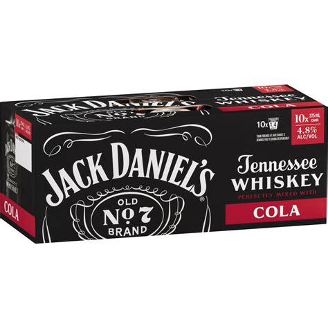 Jack Daniel S Tennessee Whiskey Cola Cans 10x375ml Woolworths