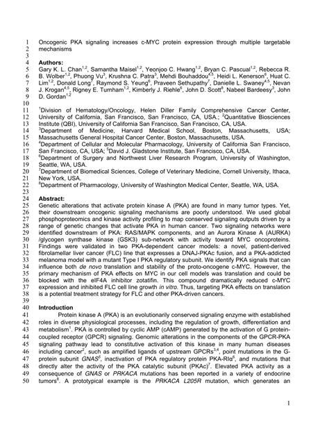 Pdf Oncogenic Pka Signaling Increases C Myc Protein Expression