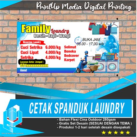 Jual Cetak Spanduk Banner Baliho Laundry Proses Cepat Hari Jadi Free