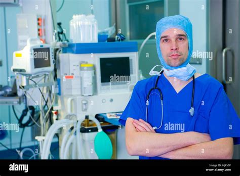 Anesthesiologist In Front Of Anesthetic Machine Stock Photo Alamy