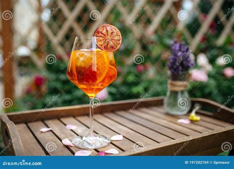 Copo De Cocktail Spritz De Abertura Fatia De Laranja Imagem De