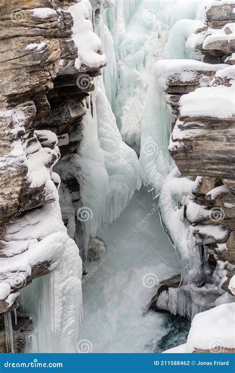 Athabasca Falls in Winter, Canada Stock Photo - Image of mountains ...