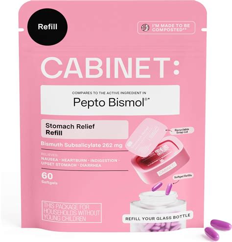 Amazon.com: Cabinet: Stomach Relief Bismuth Subsalicylate 262mg, 60