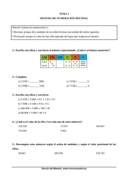 Sistema Numeraci N Decimal Worksheet Live Worksheets Off