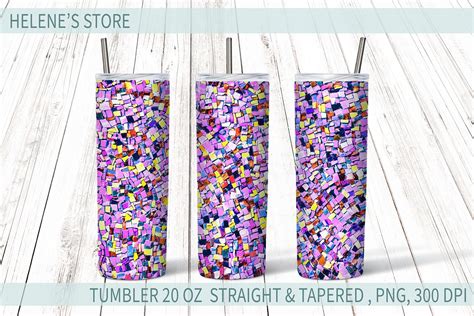 Mosaic Skinny Tumbler Sublimation Wrap Graphic By Helenes Store · Creative Fabrica