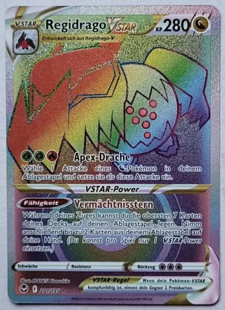 POKEMON REGIDRAGO VSTAR Karte 201 195 Full Art Rainbow Deutsch NM EUR