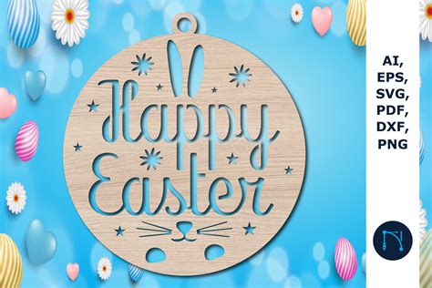 Happy Easter Round Sign Laser Cut Svg Graphic By Ngised · Creative Fabrica