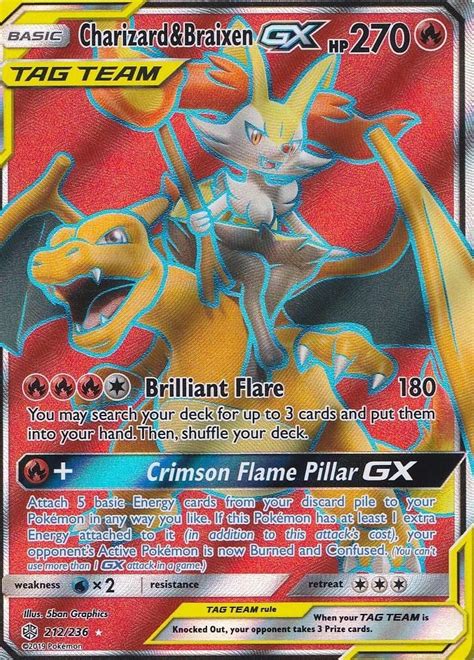 Charizard Braixen Tag Team Gx Full Art Pokemon Sun Charizard