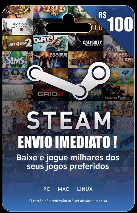 Cartão Steam R 100 Reais Gift Card Pre Pago Envio Imediato R 99 45