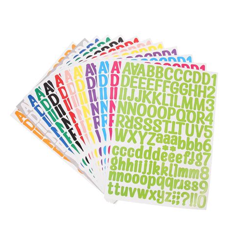 12 Sheets Self Adhesive PVC Letters Numbers Stickers Alphabet Letter ...