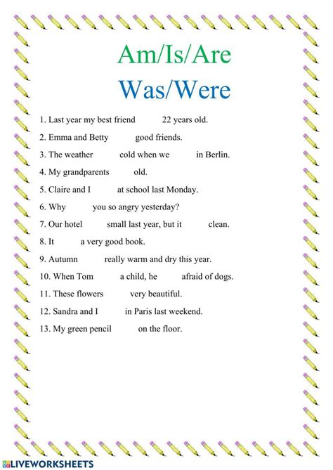 Am Is Are Or Was Were Worksheet Live Worksheets Worksheets Library