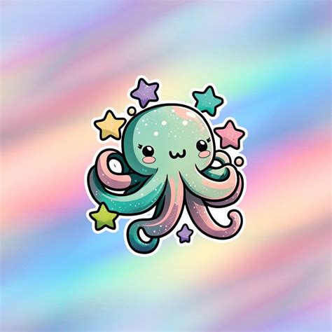 Cute Octopus Sticker Kawaii Octopus Sticker Animal Vinyl Laptop Sticker ...