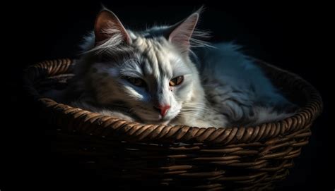 Premium Ai Image Cute Kitten With Fluffy Fur Sleeping In A Cozy